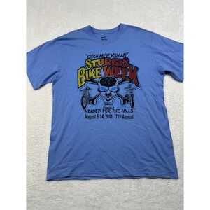 Nike Sturgis Motorcycle Rally Week 2011 T Shirt Blue Mens XL